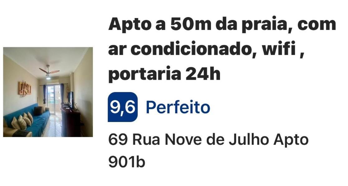 Apto A 50M Da Praia, Com Ar Condicionado, Wifi , Portaria 24H Praia Grande (Santos) Exterior foto